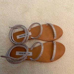 Wrap around ankle sparkle sandals